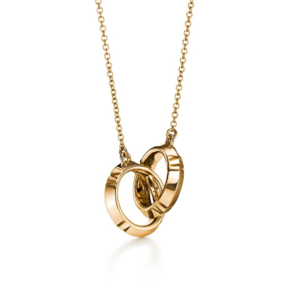 Authentic Tiffany’s 18K Yellow Gold Atlas X Closed Interlocking Pendent Necklace